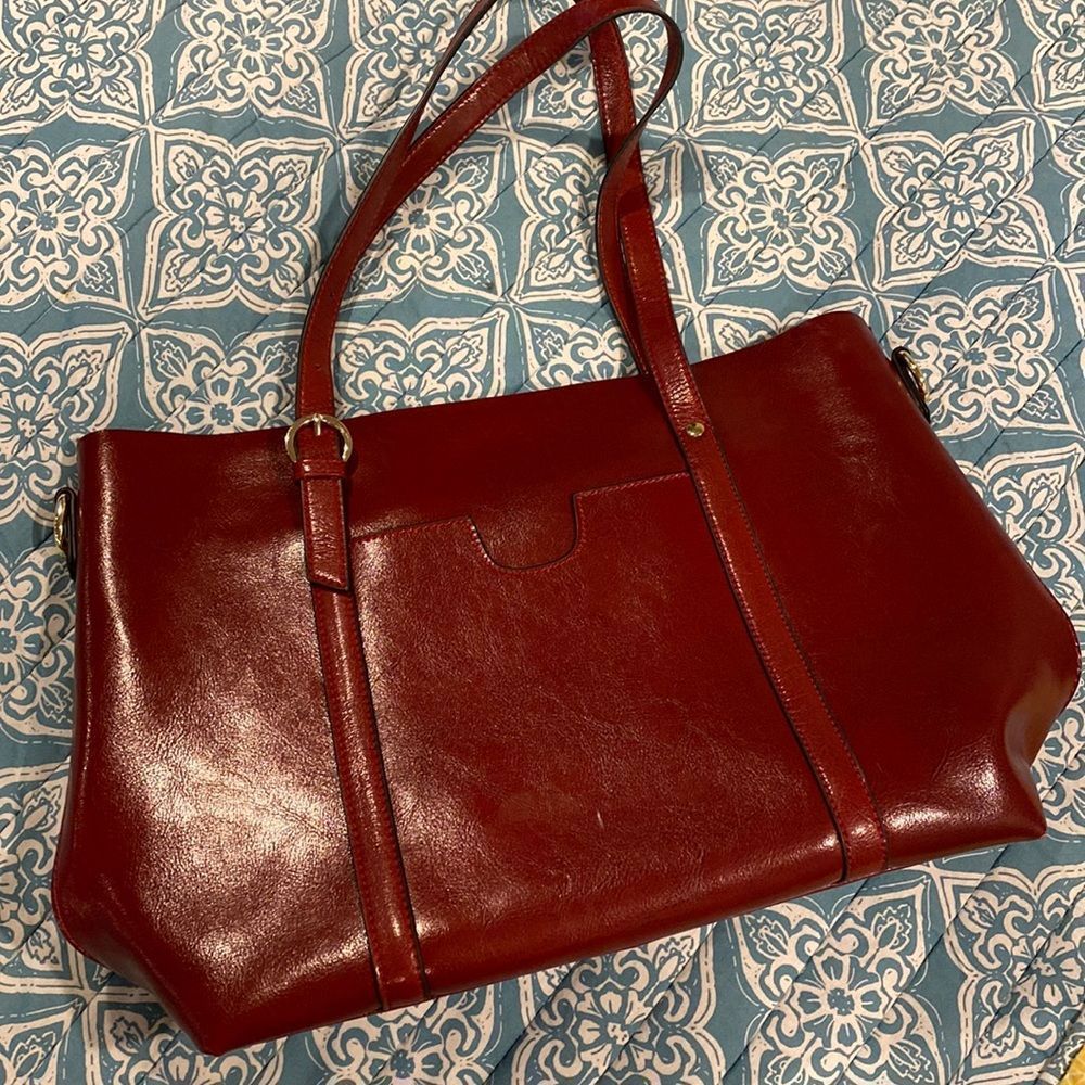 Kattee Burgundy Maroon Leather Satchel Shoulder Tote Bag​
